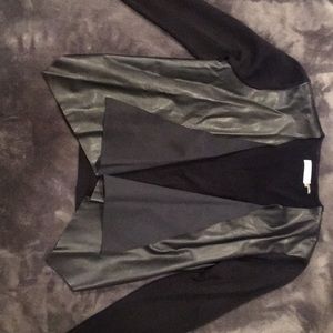Calvin Klein Faux Leather Cardigan (Black)